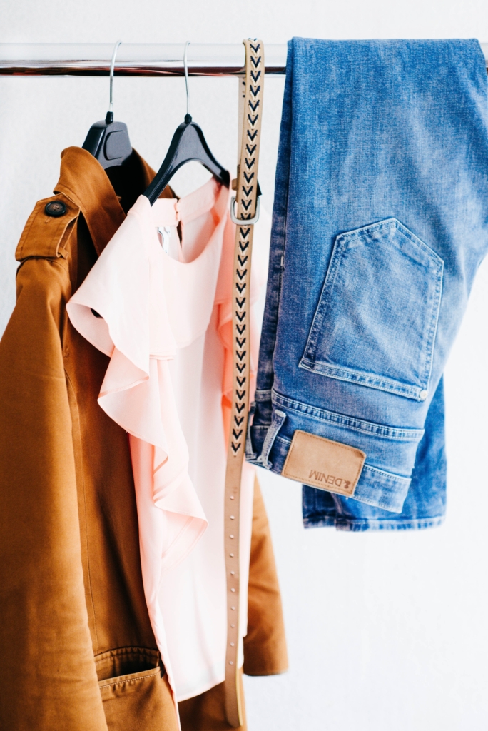 Primark jacket, pants and shirt on a clothes rail